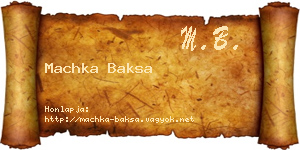 Machka Baksa névjegykártya